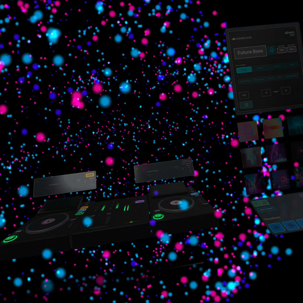 Particle visualiser surrounding the decks